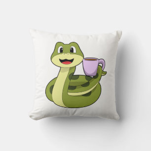 Snake met beker koffie kussen