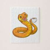 Snake met beker koffie legpuzzel (Verticaal)