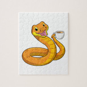 Snake met beker koffie legpuzzel