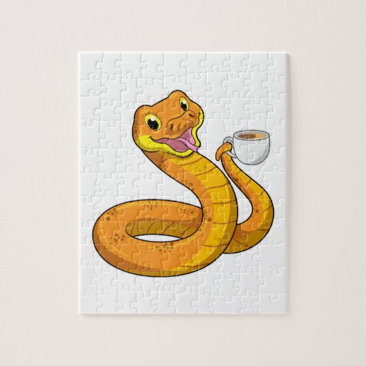Snake met beker koffie legpuzzel (Verticaal)