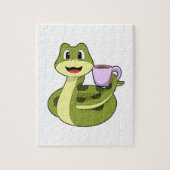 Snake met beker koffie legpuzzel (Verticaal)