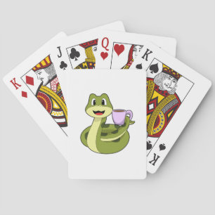 Snake met beker koffie pokerkaarten