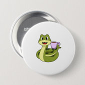 Snake met beker koffie ronde button 7,6 cm (Voorkant /achterkant)