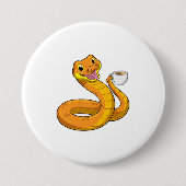 Snake met beker koffie ronde button 7,6 cm (Voorkant)