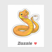 Snake met beker koffie sticker (Vel)