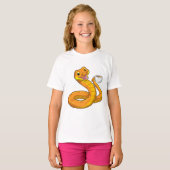 Snake met beker koffie t-shirt (Voorkant volledig)