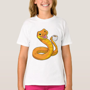 Snake met beker koffie t-shirt