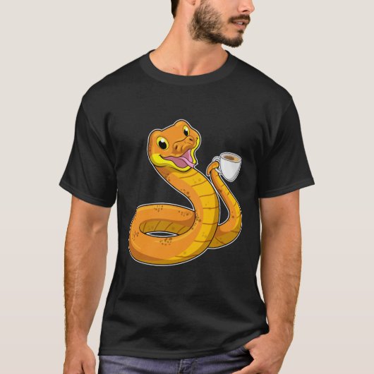Snake met beker koffie t-shirt (Voorkant)