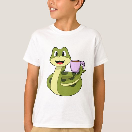 Snake met beker koffie t-shirt (Voorkant)