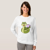 Snake met beker koffie t-shirt (Voorkant volledig)