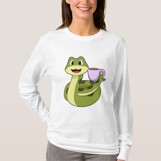 Snake met beker koffie t-shirt (Voorkant)