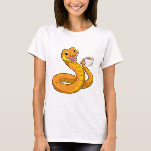 Snake met beker koffie t-shirt