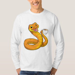 Snake met beker koffie t-shirt