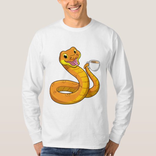 Snake met beker koffie t-shirt (Voorkant)