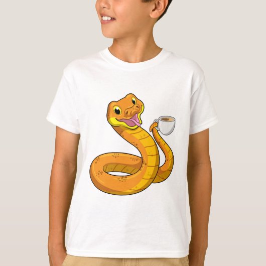 Snake met beker koffie t-shirt (Voorkant)