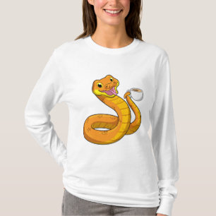 Snake met beker koffie t-shirt