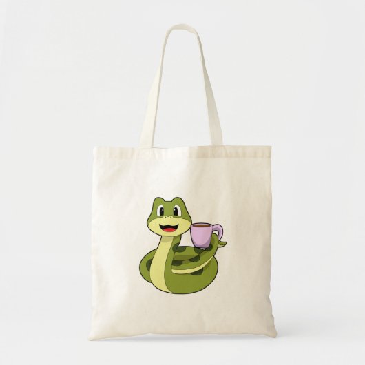 Snake met beker koffie tote bag (Voorkant)