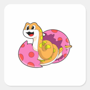 Snake met eieren vierkante sticker
