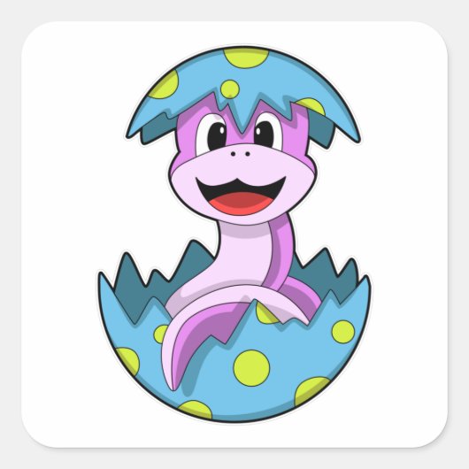 Snake met eierschil vierkante sticker (Voorkant)