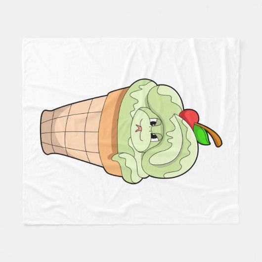 Snake met ijscrème en Cherry Fleece Deken (Voorkant (Horizontaal))