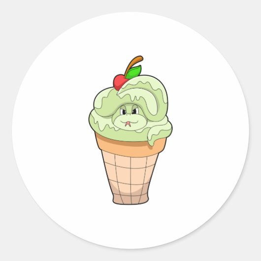 Snake met ijscrème en Cherry Ronde Sticker (Voorkant)