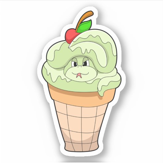 Snake met ijscrème en Cherry Sticker (Voorkant)