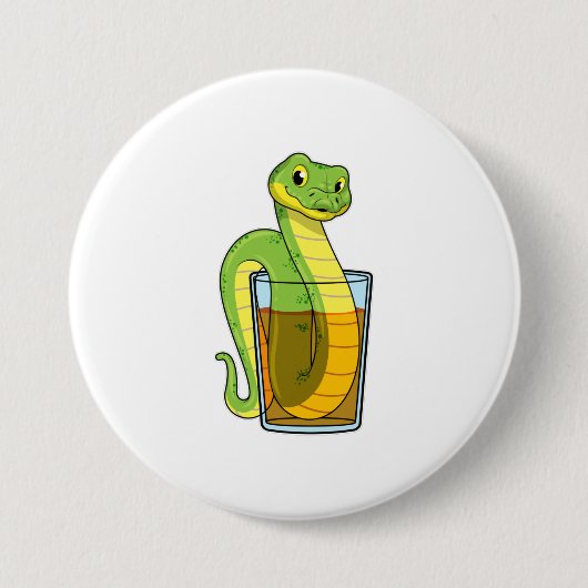 Snake met Juice Ronde Button 7,6 Cm (Voorkant)