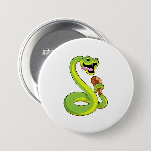 Snake met kip ronde button 7,6 cm (Voorkant /achterkant)