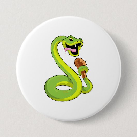 Snake met kip ronde button 7,6 cm (Voorkant)