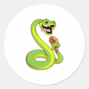 Snake met kip ronde sticker