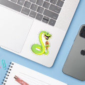 Snake met kip sticker (Laptop met iPhone)