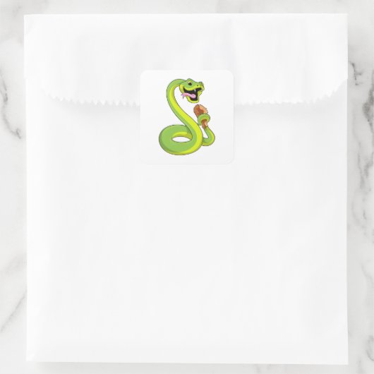Snake met kip vierkante sticker (Tas)