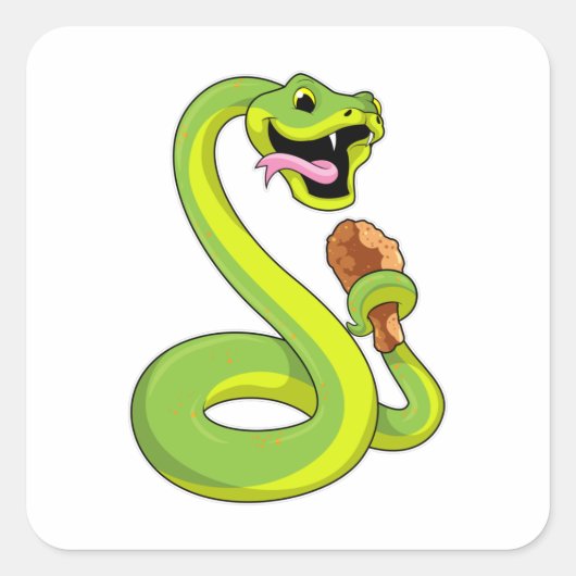 Snake met kip vierkante sticker (Voorkant)
