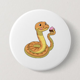 Snake met Muffin Ronde Button 7,6 Cm
