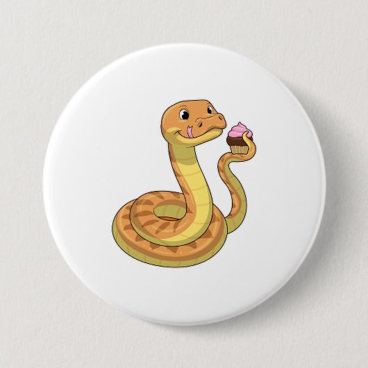 Snake met Muffin Ronde Button 7,6 Cm (Voorkant)
