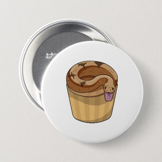 Snake met Muffin Ronde Button 7,6 Cm (Voorkant /achterkant)