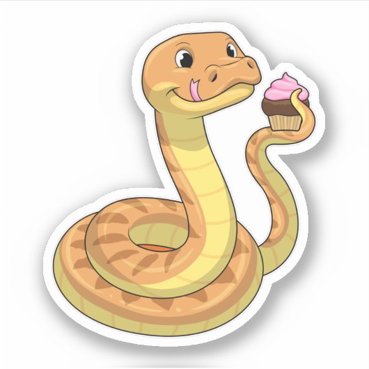 Snake met Muffin Sticker (Voorkant)
