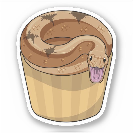 Snake met Muffin Sticker (Voorkant)
