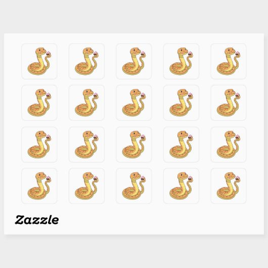 Snake met Muffin Vierkante Sticker (Vel)