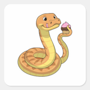Snake met Muffin Vierkante Sticker