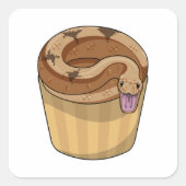 Snake met Muffin Vierkante Sticker (Voorkant)