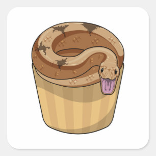 Snake met Muffin Vierkante Sticker