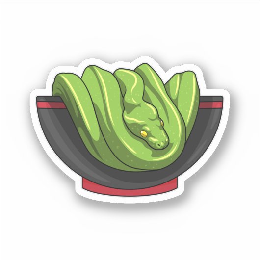 Snake met Ramen Bowl Sticker (Voorkant)