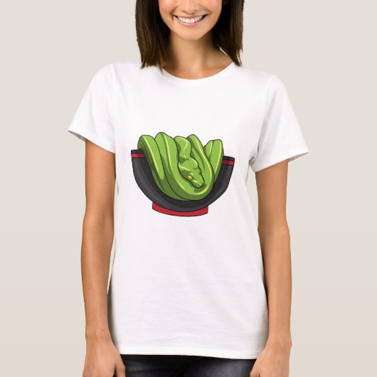 Snake met Ramen Bowl T-shirt (Voorkant)