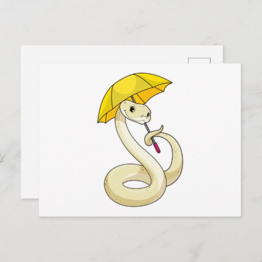 Snake met Umbrella Briefkaart (Voorkant / Achterkant)