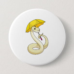 Snake met Umbrella Ronde Button 7,6 Cm