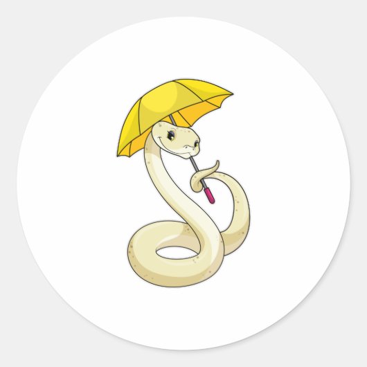 Snake met Umbrella Ronde Sticker (Voorkant)