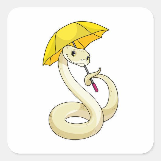 Snake met Umbrella Vierkante Sticker (Voorkant)