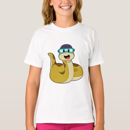 Snake met zwembril t-shirt (Voorkant)