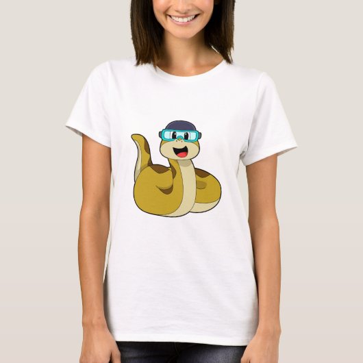 Snake met zwembril t-shirt (Voorkant)